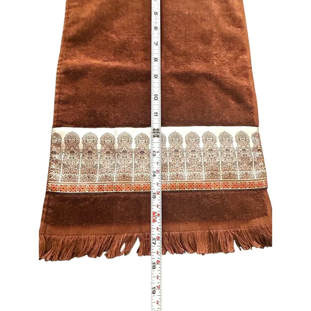 VTG Martex Zodiac 2 Bath & Washcloth 1 Hand Towel Brown w Moroccan Satin Border